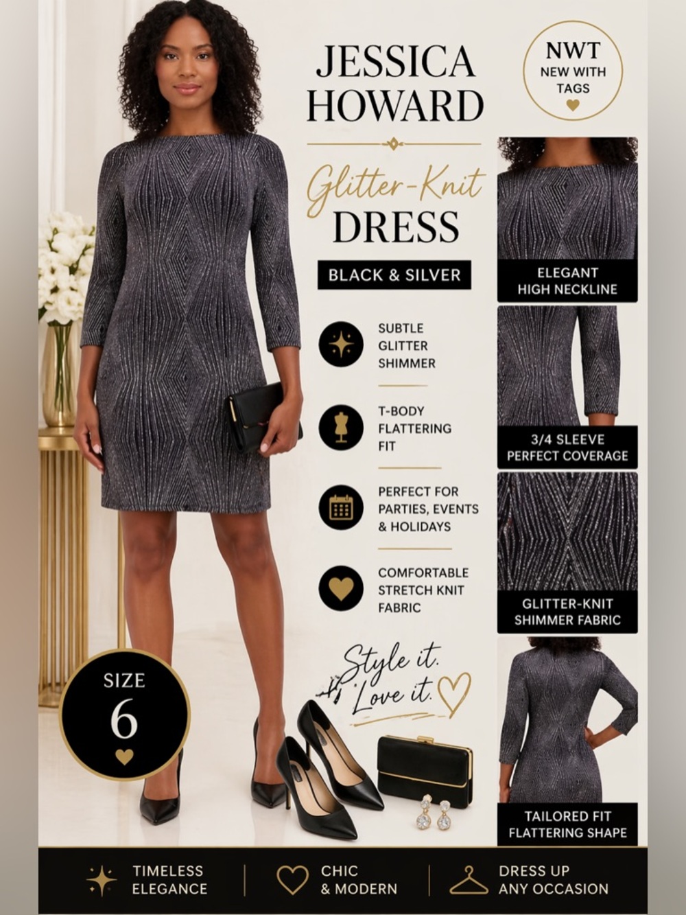 Jessica Howard Wedding Guest Cocktail Dress Size 6 - Picture 2 of 7